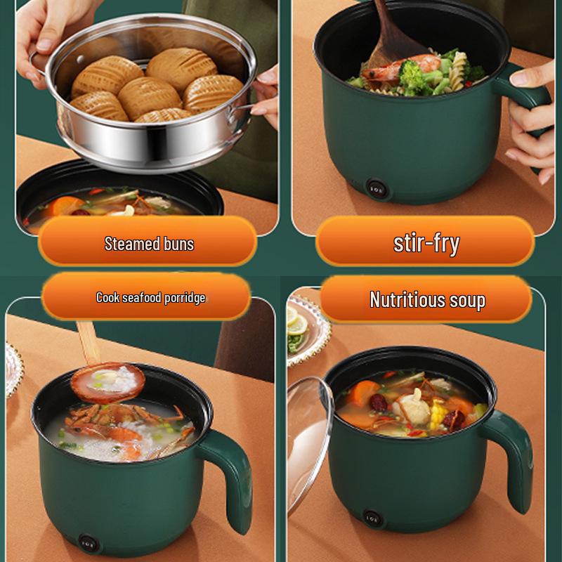 Kompakt Çok Fonksiyonlu Elektrikli Noodle Pişirici: Yapışmaz Tava & Yurtlar İçin Paslanmaz Çelik Sıcak Tencere