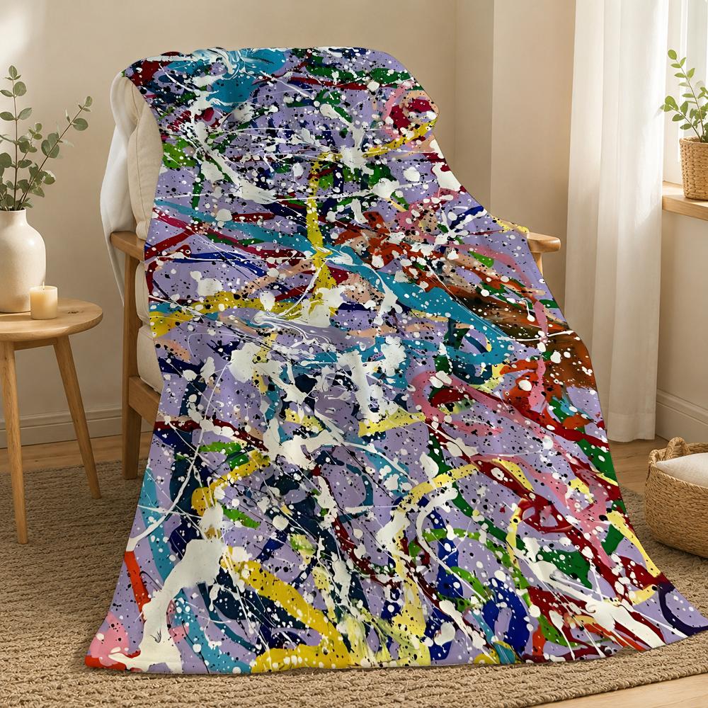 Jackson Pollock Artist Throw 240g flannel blanket, suitable for sofas, beds, offices,  exquisite gift blankets 75X95CM