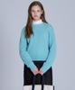 BASIC HOUSE Women'S Cable Round Neck Crop Knit Mint Lykt7201