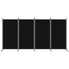 VidaXL Cloison de Séparation 4 Panneaux Séparateur de Pièce Pliable Diviseur Écran d'Intimité Paravent Décoration Salon Noir 350265