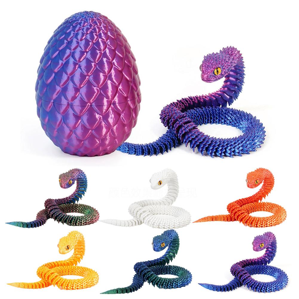 3D Printed Snake Egg Action Figure Toys Creative Stress Relief Rotatable Desktop Ornament Gift for Kids Adults