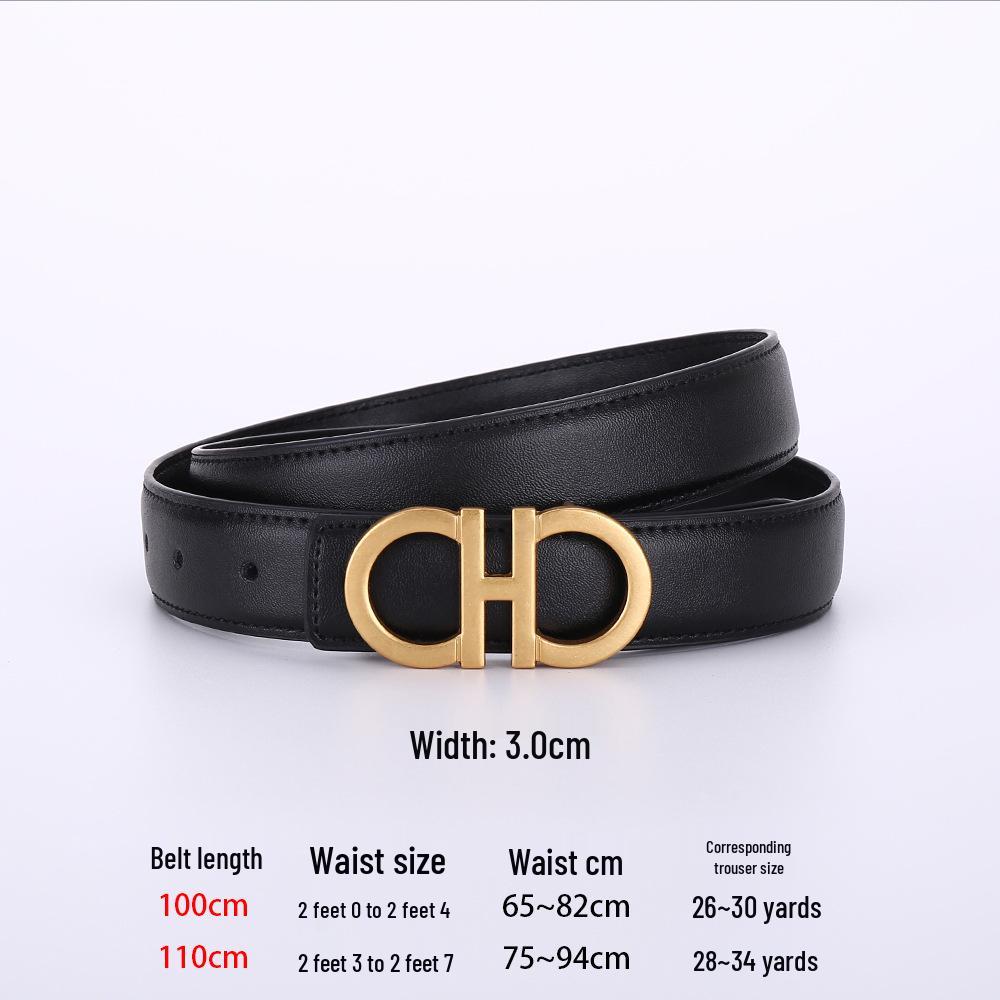 Women's Genuine Leather Casual Belt - Versatile Decorative Accessory for Jeans