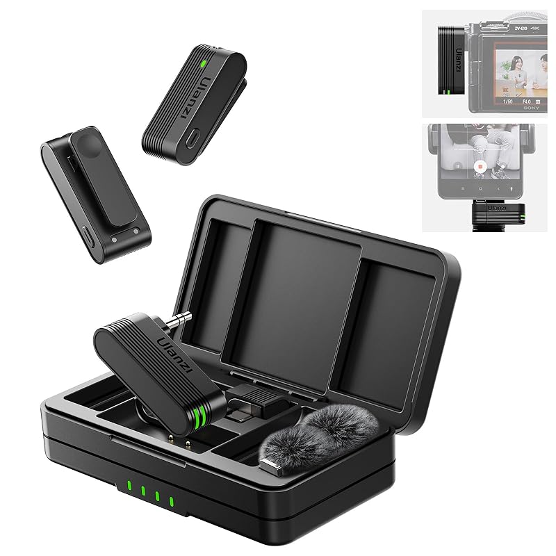 

Ulanzi A100 wireless microphone pin microphone smartphone external microphone 360° sound collection noise canceling Can be used by 2 people at the