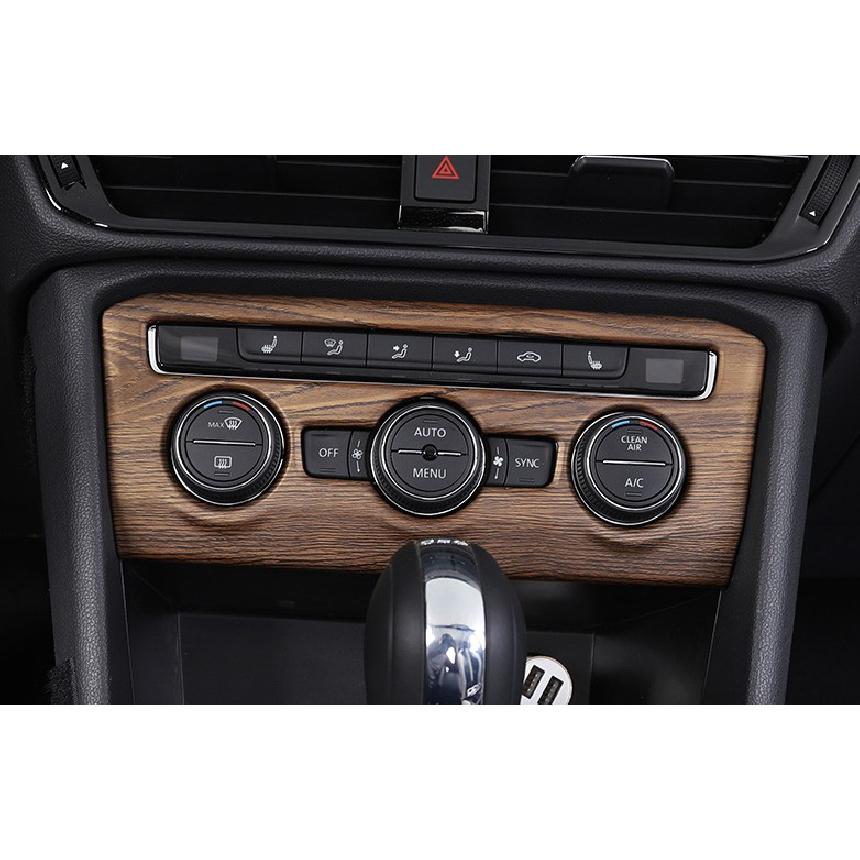 For Volkswagen Tiguan 2017-2021 Wood Grain Central Console AC Switch Panel Trim