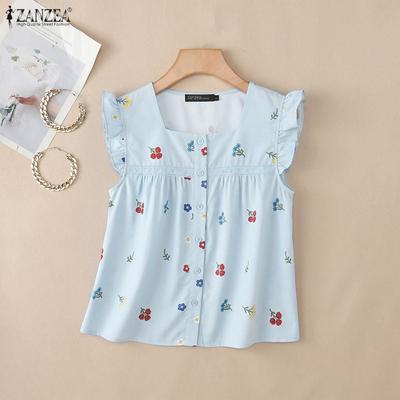 Women Casual Round Neck Loose Print Summer Sleeveless Tank Tops