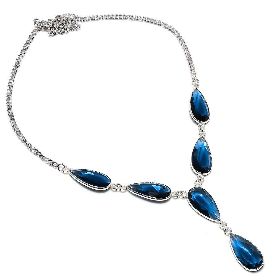 

Natural Iolite Quartz Gemstone 925 Sterling Silver Jewelry Necklace 18 u4A15