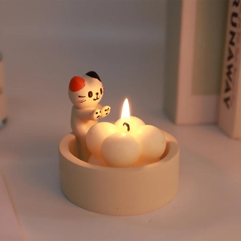 Cartoon Kitten Candle Holder Warming Paws Cute Scented Light Holder Cute Grilled Cat Aromatherapy Candle Holder Desktop Ornamen