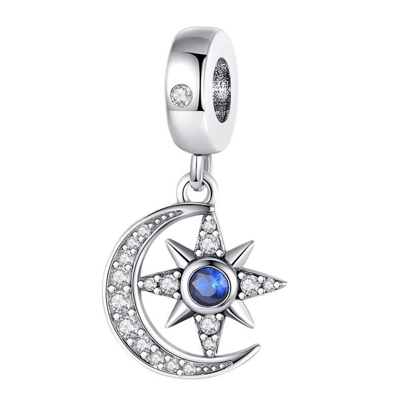 S925 Silver Astronaut Moon Pendant DIY Beaded Bracelet Necklace Handmade Jewelry Craft Kit