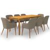 Dining Set - vidaXL - 9 Pcs - Solid Acacia Wood - Woven Resin - Outdoor