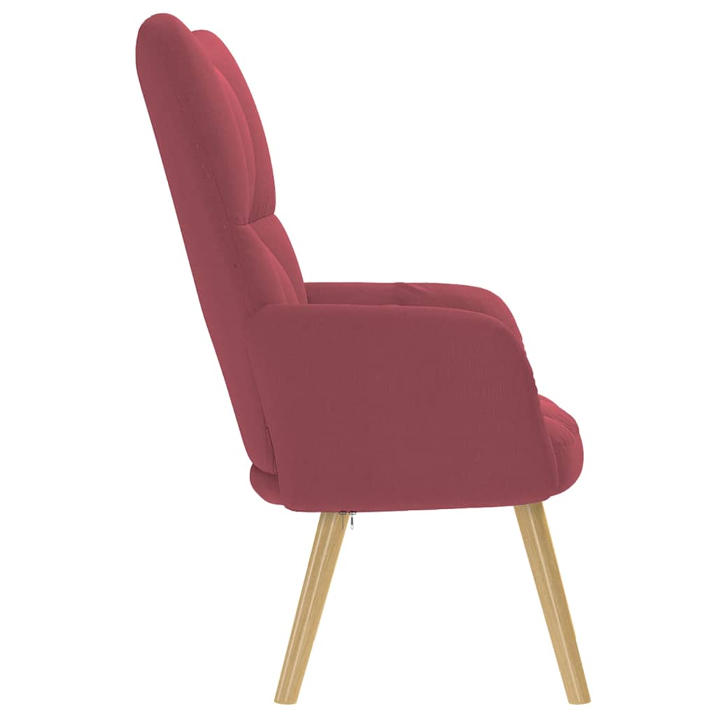 Armchair, Wine Red, Upholstered In Fabric