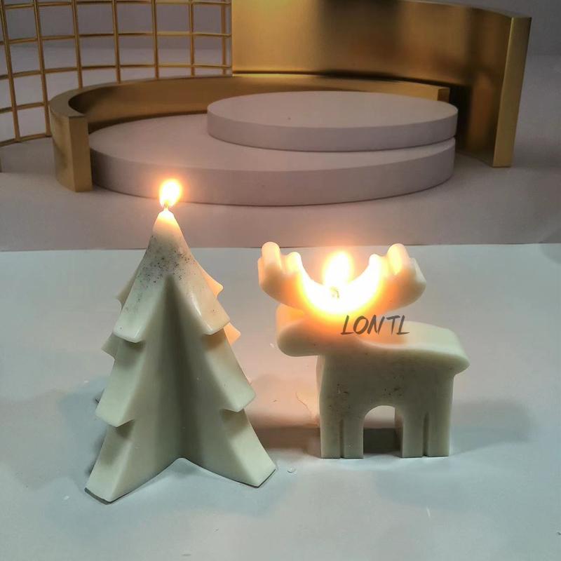 New Sika Deer Christmas Tree Silicone Candle Mold Christmas Decoration Plaster Craft Resin Make DIY Soap Molud Holiday Gift
