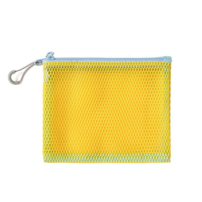 Double Zipper Mesh Storage Bag  Ultra Wear-proof Visible Double Layer Makeup Pouch Portable Travel Toiletry Bag with Handle