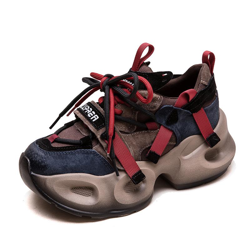 Fashion GKTINOO Genuine Leather Sneakers 2025 Autumn New Platform Casual Sports Shoes Round Toe Lacd-up Women's Flat Shoes