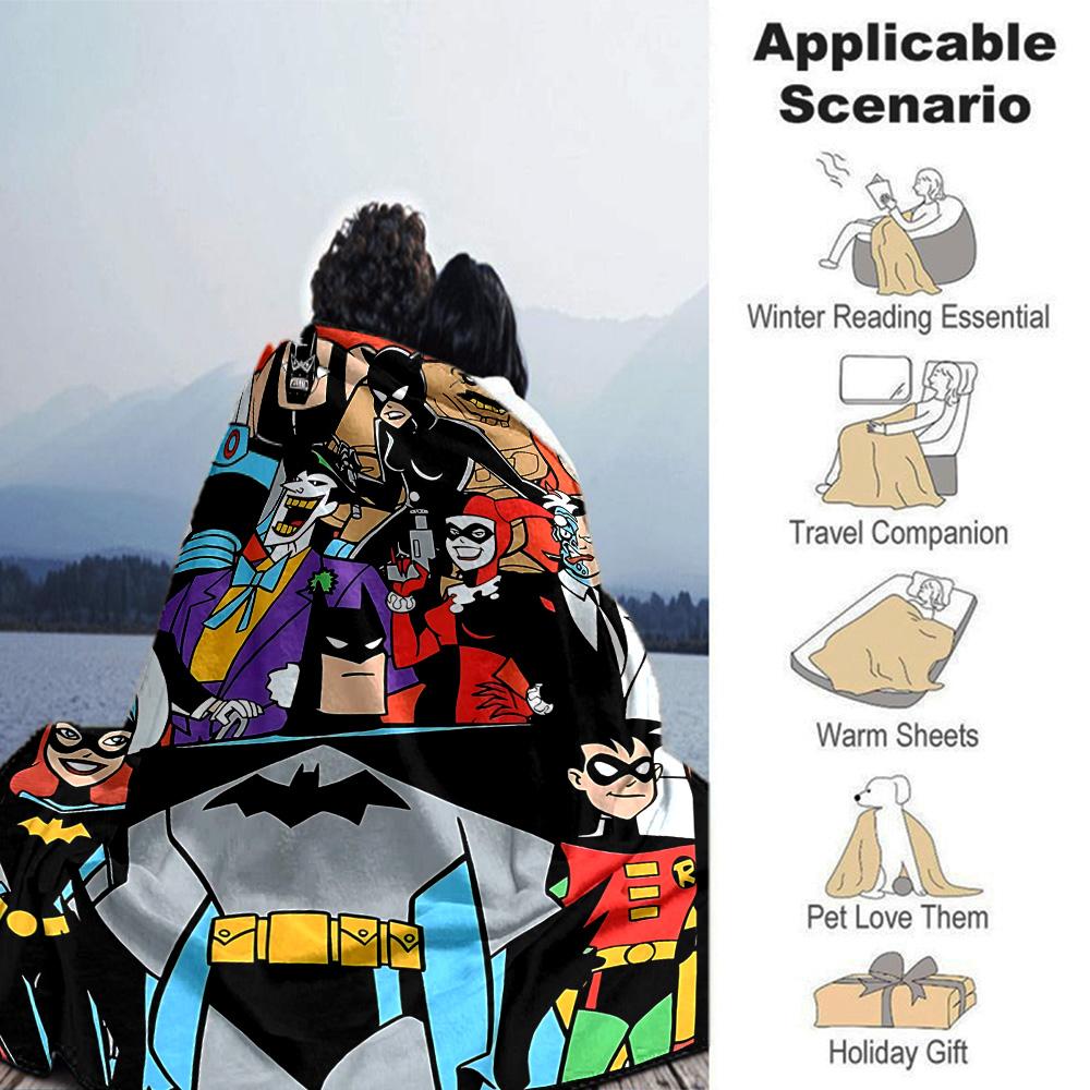 Batman Friends Classic Teamup Flannel Blanket Super Soft Warm Cozy Blanket For Sofa Bed Office Travel Allseason Home Decor Gift
