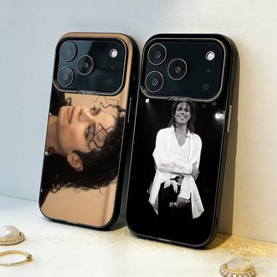 1-1pc S-Singer Michael Jackson Phone Case For iPhone17,16,15,14,13,12,11,Pro,MAX White Matte Shockproof Cover