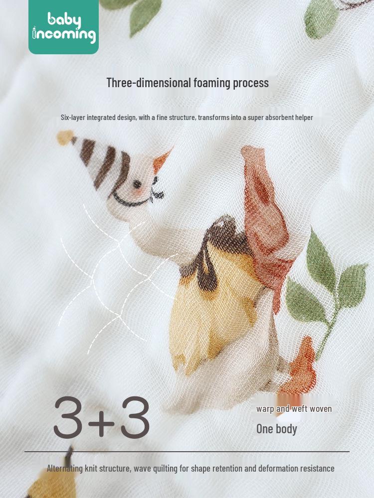 A-Grade Pure Cotton Baby Towel: Newborn Bath Towel & Bib, 6-Layer Bubble Gauze