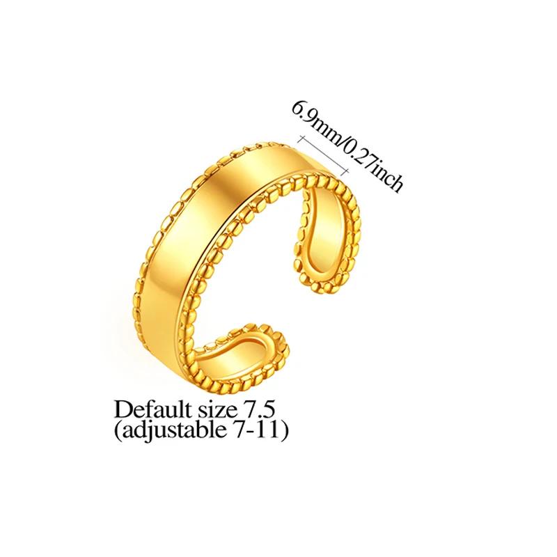 Multiple Styles 14K Gold Color Open Ring Cuffs for Women Arrow Heart Leaf Bamboo Layers Wrapped Resizable Ring Jewelry Gift