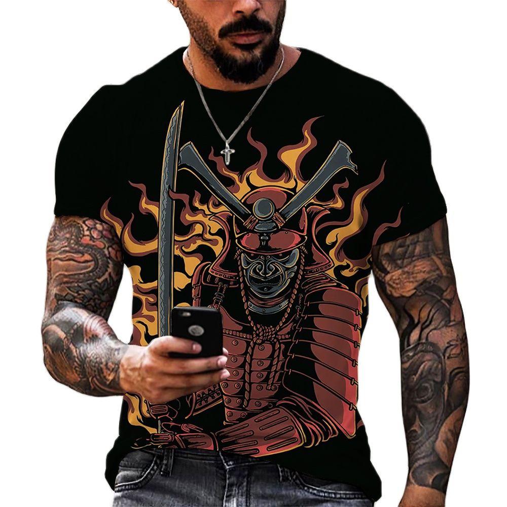 Vintage Samurai T-shirts For Men 3D Japan Style Print Short Sleeve Tops Street Hip Hop Streetwear Ninja Tees Men's T Shirt 3XL