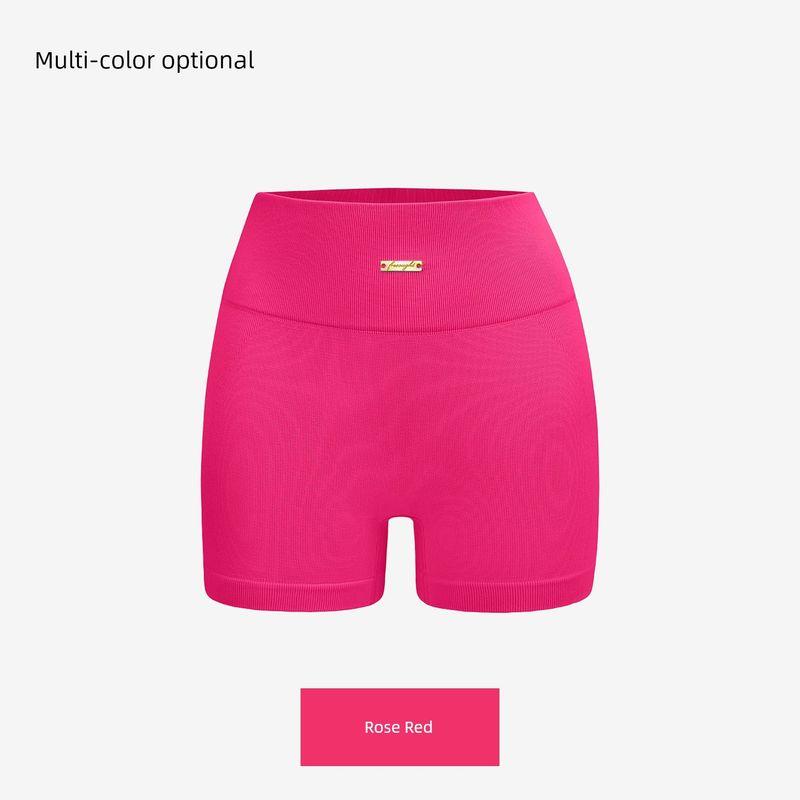 Fresought Fitness Women s Hip Lifting Seamless Shorts Shorts-Rose Red S