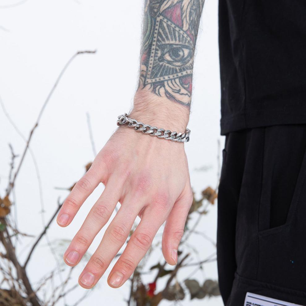 Collier Chaîne Cubaine en Acier Titane de Haute Qualité avec Boucle Carrée – Bijou Hip-Hop Unisexe