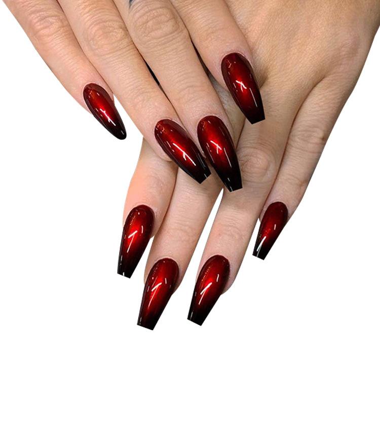 24PCS/box Gradient Color Ballet Med-Length Fake Nails Press On Full Cover Wearing Wearable Acrylic Nail Tips with Glue for Girls