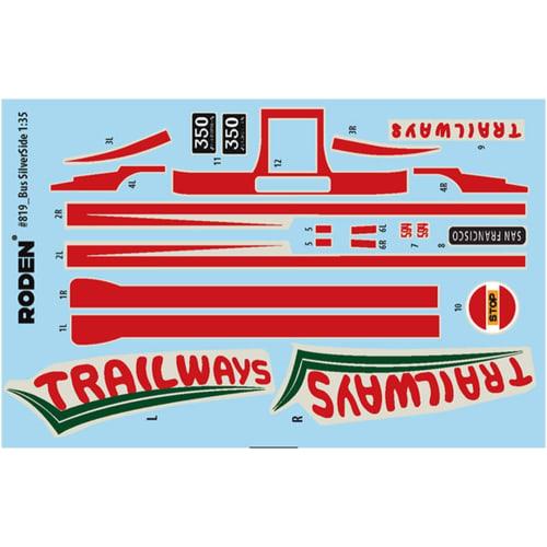 Roden 1/35 Scale American PD3701 Silverside Coach, Trailway, 1950, Plastic Model Kit RE35819