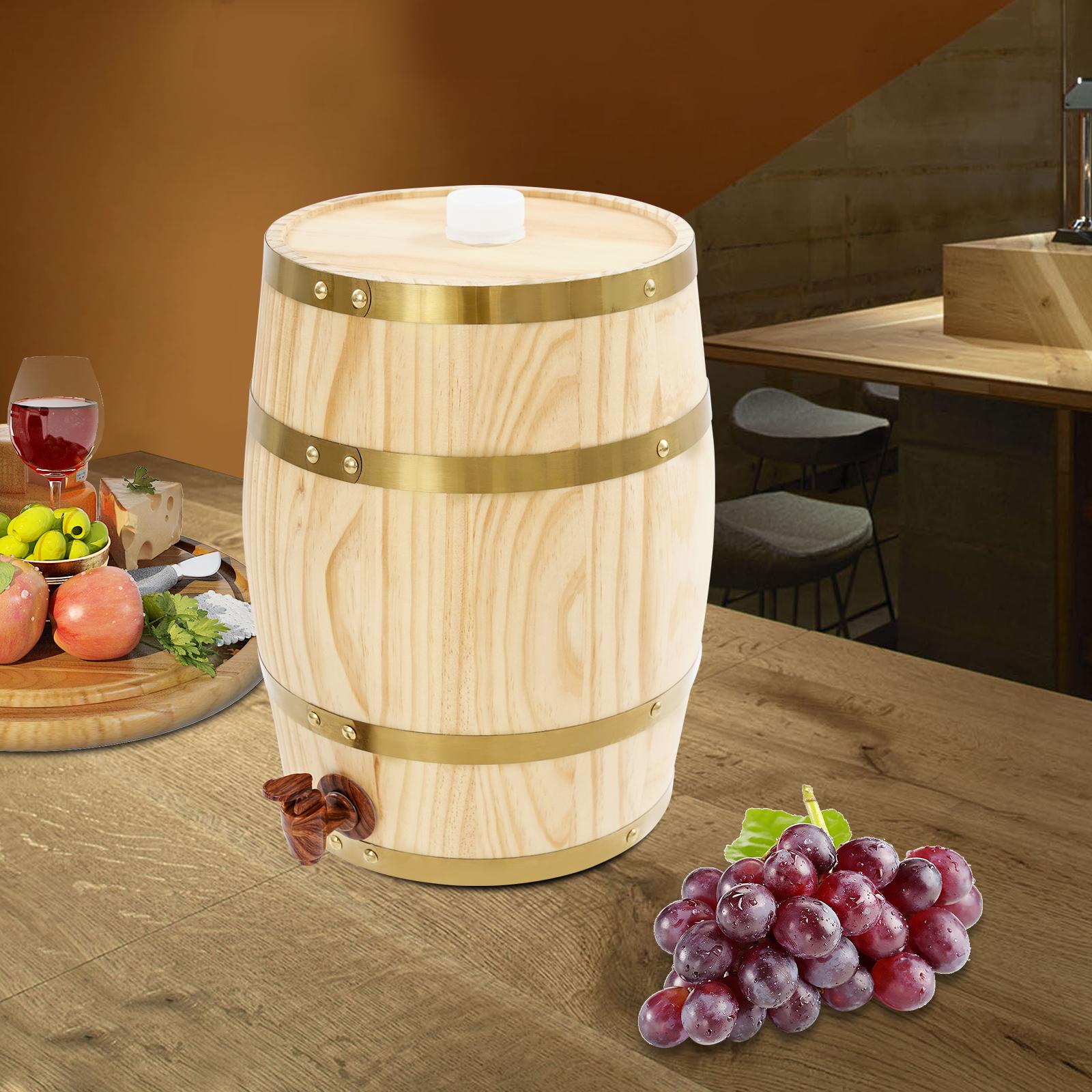 

10L Vertical Wooden Wine Barrel, Pine Wood Construction, Vintage Whiskey Barrel with Stainless Steel Faucet, Leak-Proof Design