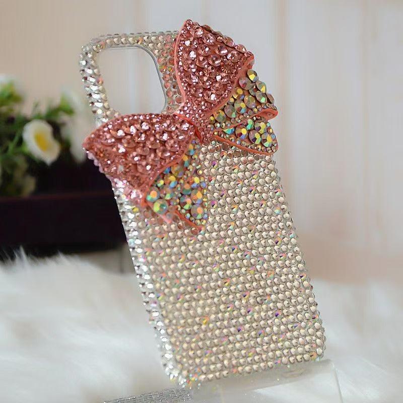 

Luxury Diamond Bowknot iPhone Case for Women - Compatible with iPhone 11, 12, 13, 16, 17 Pro Max, with Lanyard. iPhone 12 Pro Max