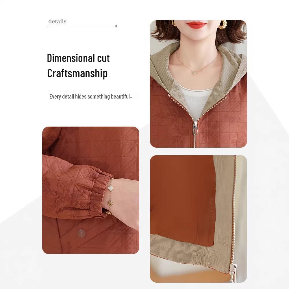 Stylish Spring Hooded Cardigan for Middle-Aged and Elderly Women: Short, Fashionable Outerwear for Spring and Autumn