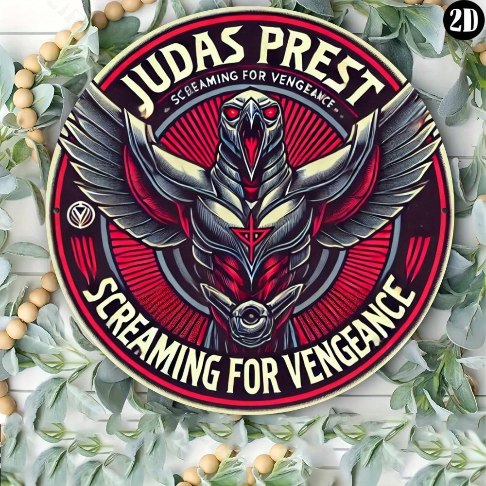 Judas Priest Kulaté kovové nástěnné umění Znamení Hliníková domácí dekorace Hudební dárek