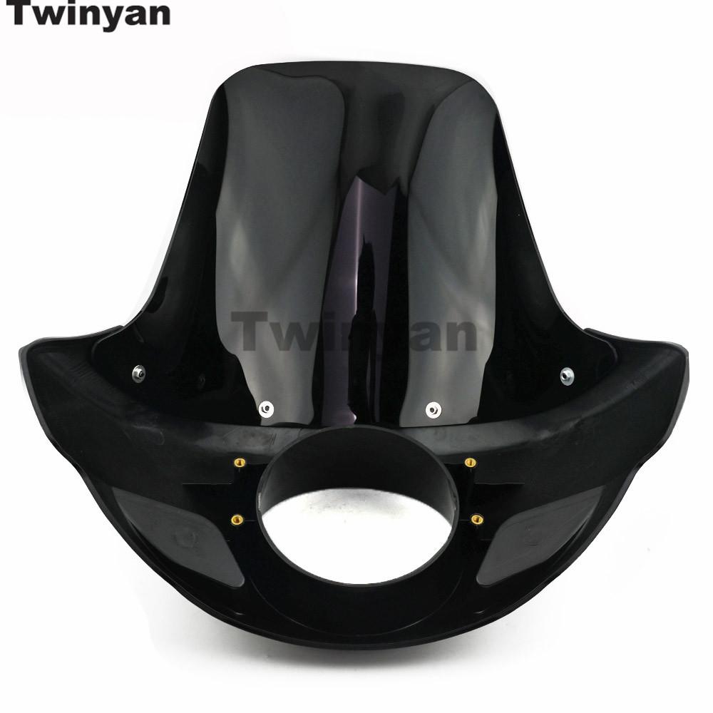 Motorcycle 5 3/4" Headlight Fairing Mask Front Light Head Lamp Cowl For Harley Sportster XL 883 1200 Touring Street Bob Dyna