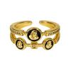 Enamel Double-Layer Ancient Coin Athena Open Ring Female Retro Niche High-End Light Luxury Ring Female