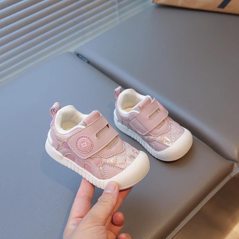 Baby toddler shoes cartoon leather surface baby girl indoor shoes non-slip soft sole baby boy running shoes