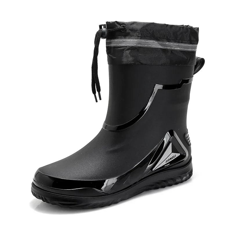 Fashionable Rain Boots for Men, New Style, Short and Mid-length Rain Boots, Non-slip Work Rubber Shoes, Outdoor Fishing Shoes