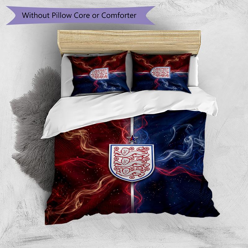 Set Biancheria da Letto Stampata Calcio Inghilterra 3 Pezzi Copriletto Traspirante Accogliente come Regalo per la Casa Nuova o per le Feste