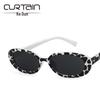 Trendy Oval Cow Print Sunglasses - European/American Style