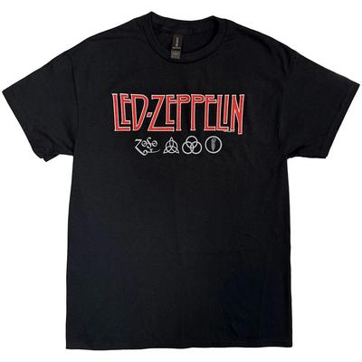 Led Zeppelin 100% Cotton T-shirt Mens Tees Top Logo and Symbols Band Logo New Official Mens Black