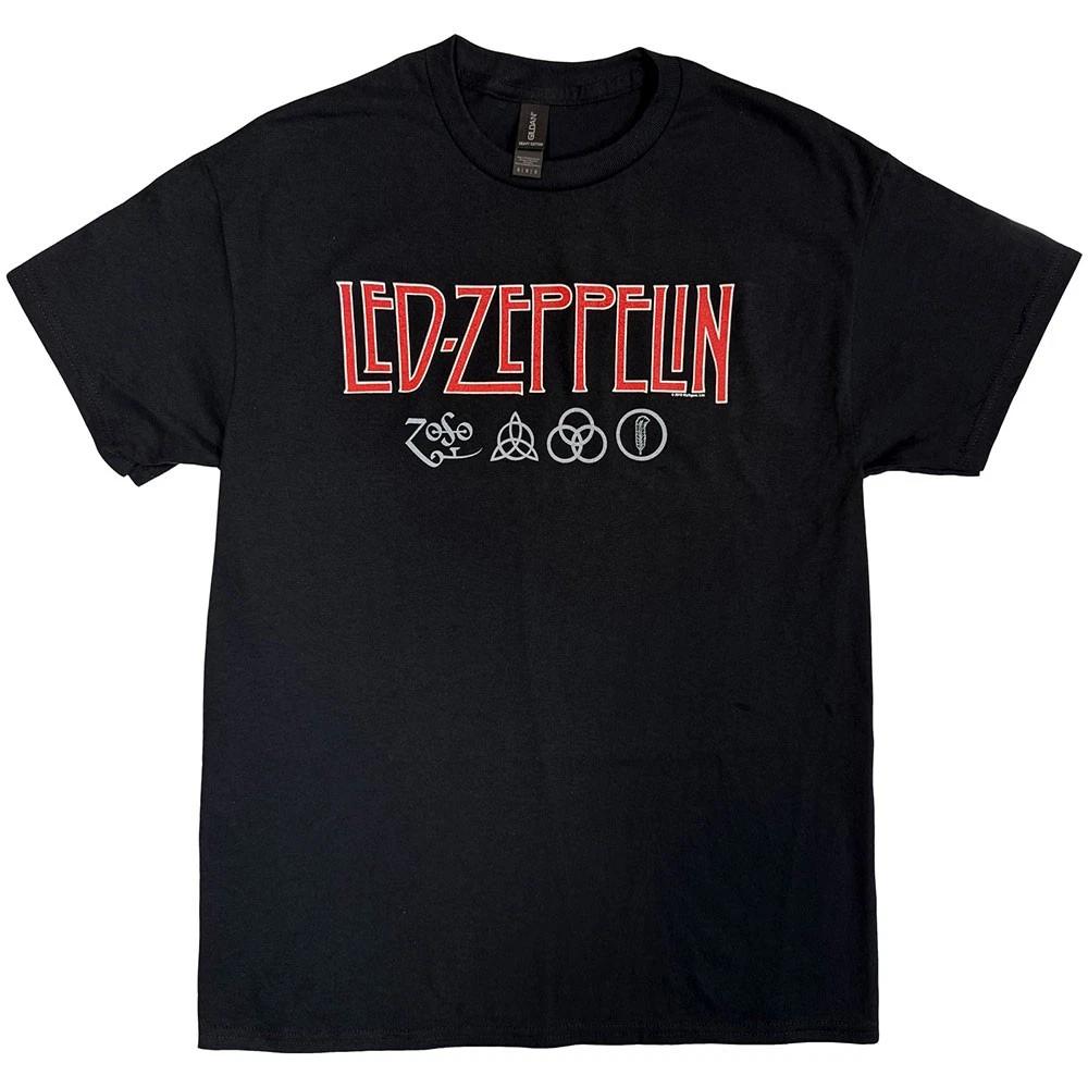 

Led Zeppelin 100% Cotton T-shirt Mens Tees Top Logo and Symbols Band Logo new Official Mens Black XL