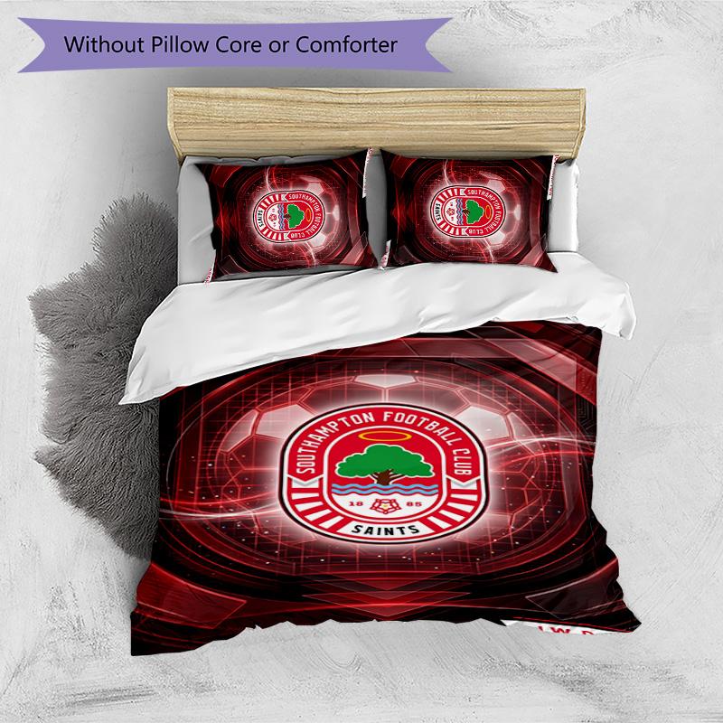 Southampton Football Printed 3 Pieces Bedding Set, Comfortable Skin Friendly Bedroom Duvet Cover Set