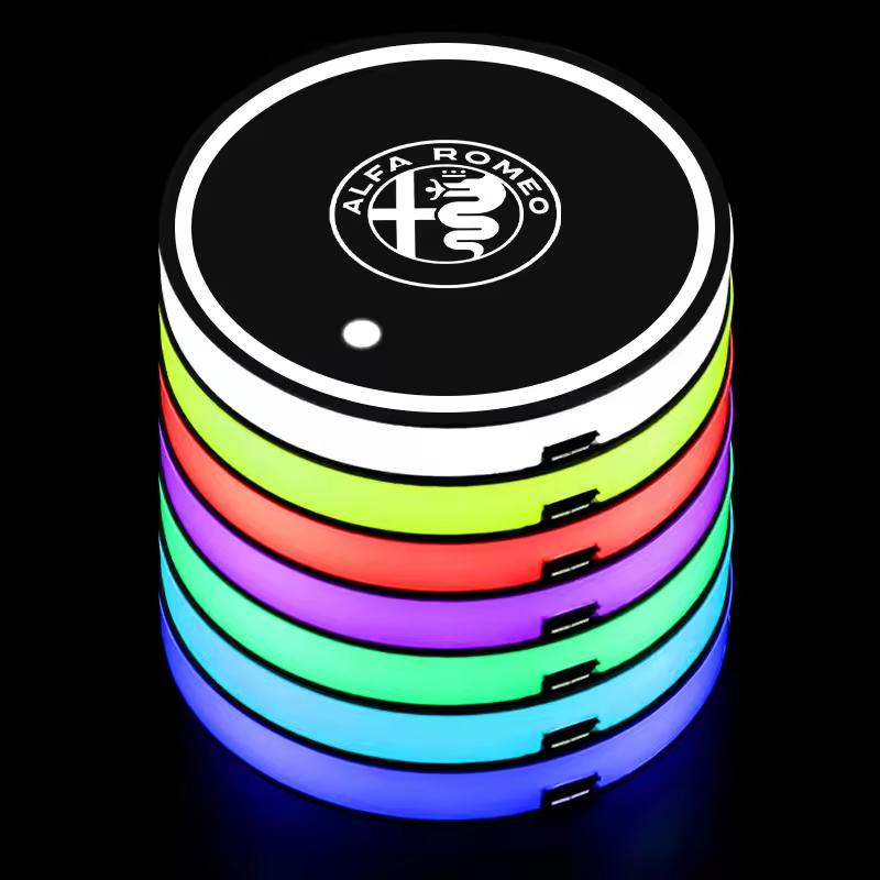 IMKC9 Car USB Charging Luminescent Cup Pad Interior Atmosphere Lamp For Alfa Romeo serpent Giulia 159 156 MITO Stelvio 147 Accessories