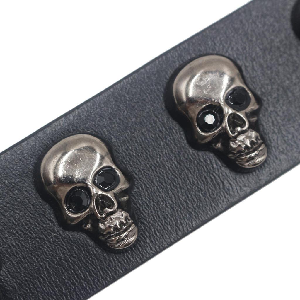 Skull Leather Studded Punk Bracelet - European/American Fashion, Domineering Street Dance Style Wristband
