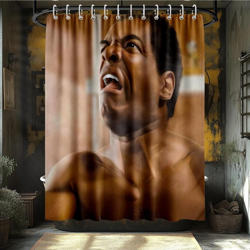 

Black Men Shower Curtain,Pops Shower Curtain,Funny Bathroom Decor, Easy To Clean Waterproof Polyester Fabric,Includes 12 Hooks W60H190(CM)-1 Pcs