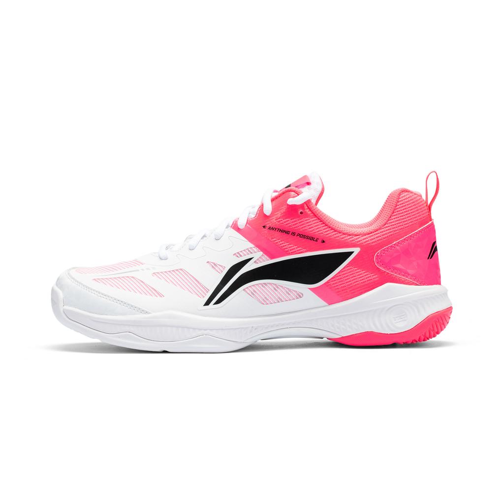 Li Ning Sports Comfortable Shock Absorption Rebound Low-Top Badminton Shoes Unisex Shoes White Pink AYTV017-2