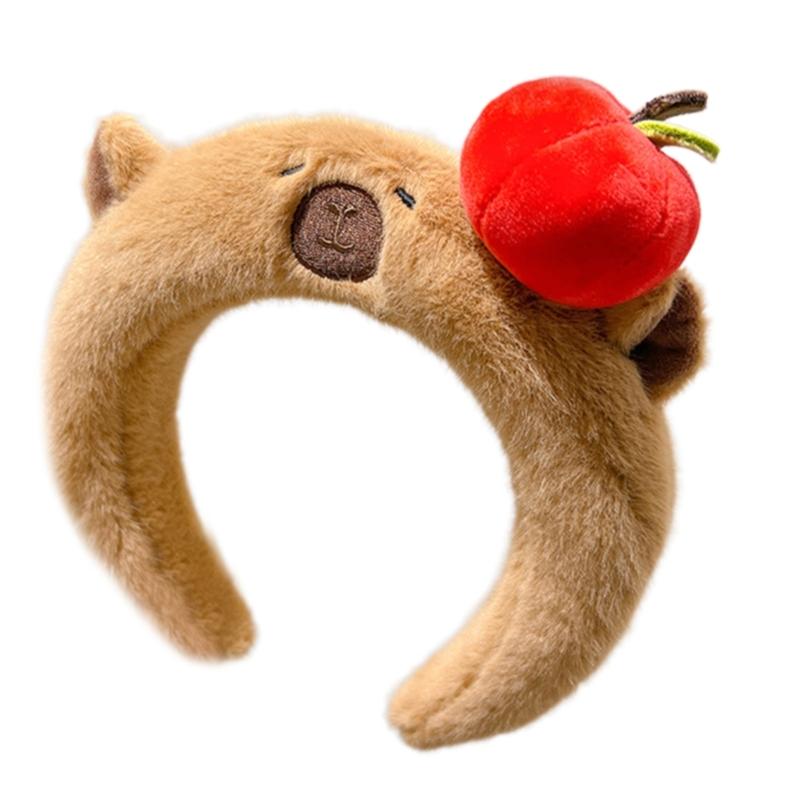 Tiara Adorável de Capivara Peça de Cabeça Peluda para Bailes de Formatura Aniversários Acessório de Cabeça Divertido Presilha de Cabelo de Capivara Acessório de Cabeça