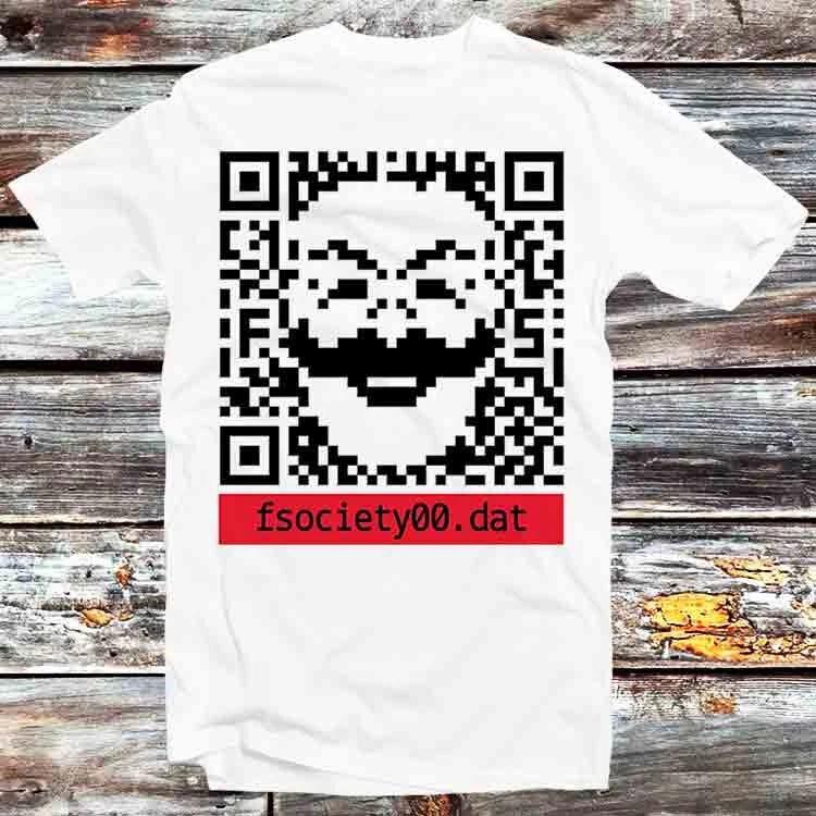 QR Code Barcode Fsociety Evil Corp Elliot Hacker Mr Robot T Shirt B1053 XL