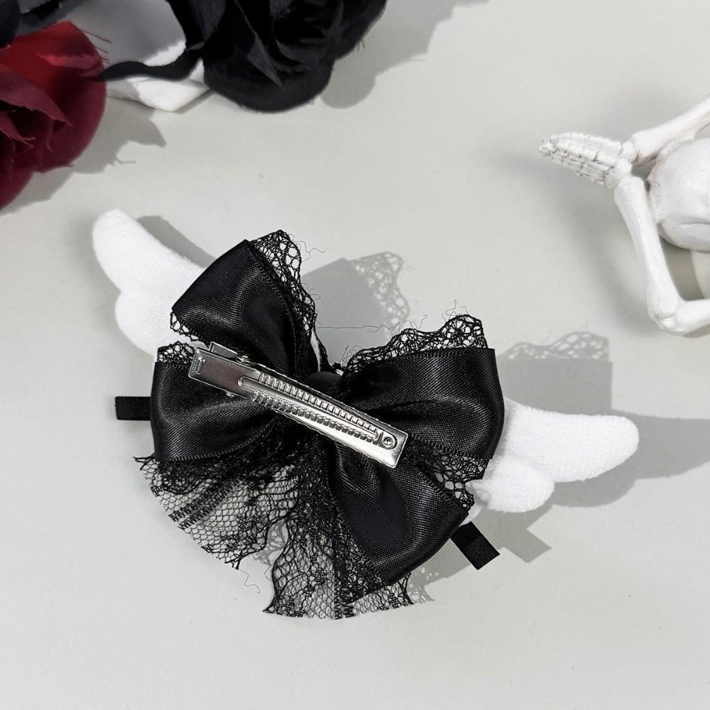 Lace Trim Lace Bow Hair Clip Angel Wings Lolita Hair Accessories Gothic Hairpin for Girls