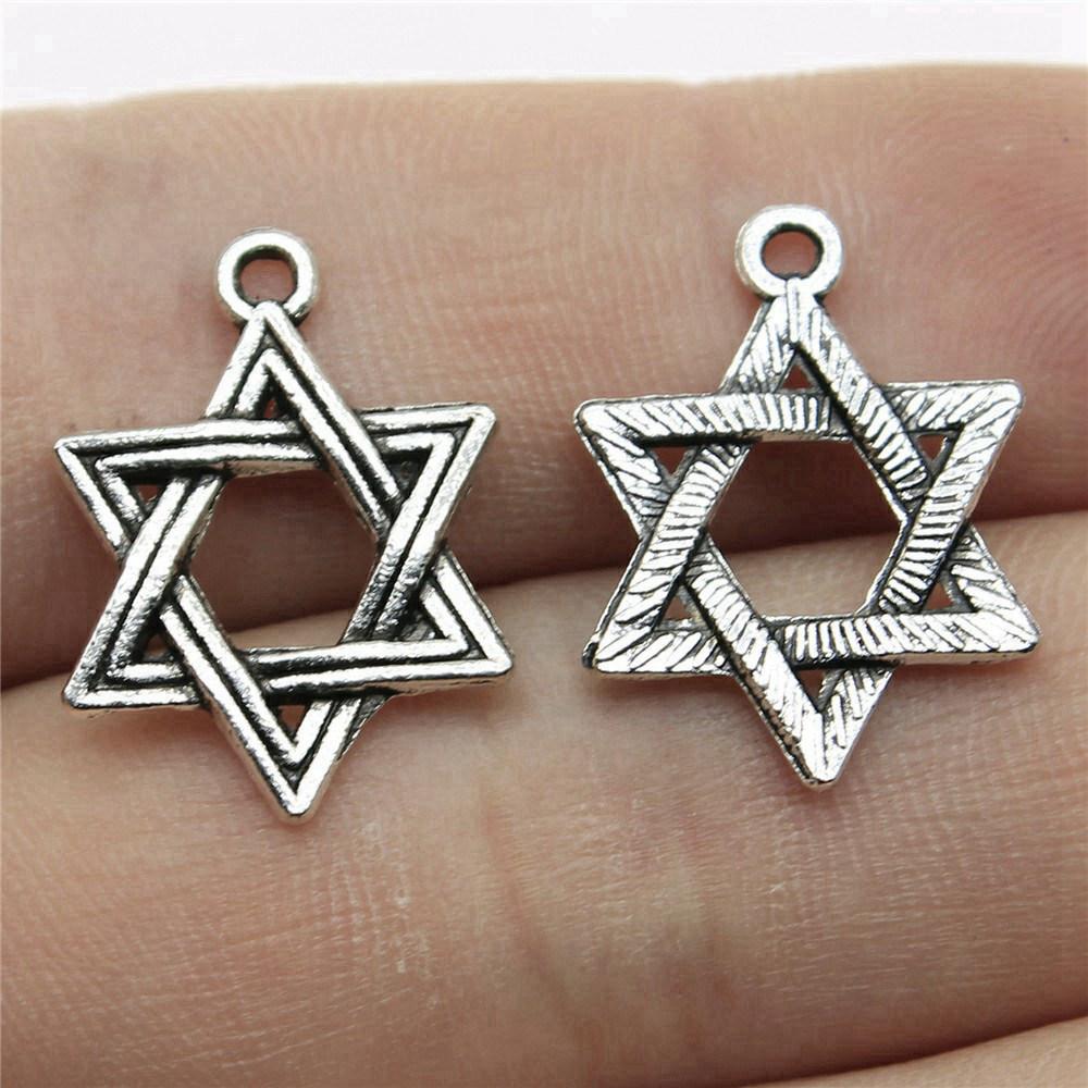 Hexagram Star of David Amulet Charm Antique Bronze Zinc Alloy Jewelry Making Supplies Craft Supplies Jewelry Charms