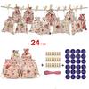 24pcs Linen Christmas Gift Bags with Gilded Christmas Patterns Chocolate Candy Packaging Gift Bags Drawstring Bags