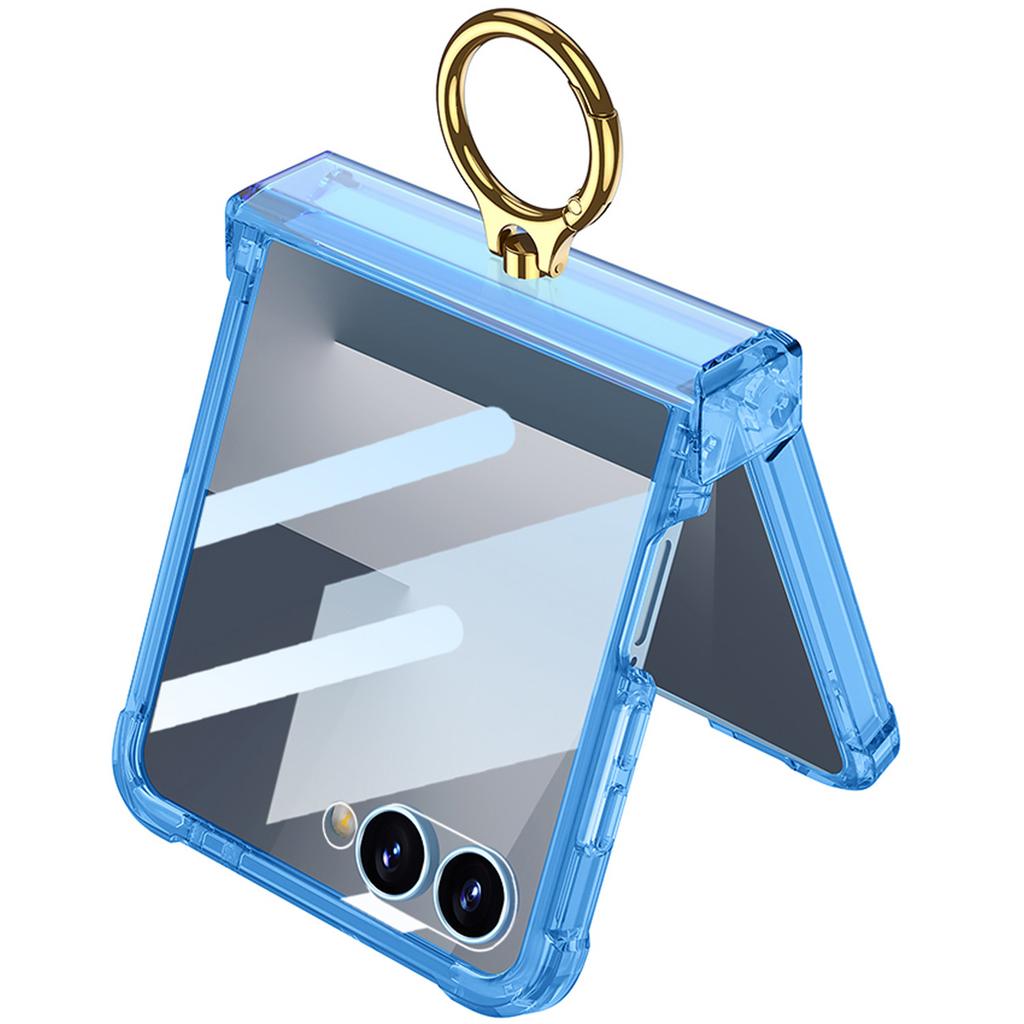 Samsung Zflip7 Mobile Phone Case Transparent Airbag Ring Holder Flip7 Folding Anti Fall Full Cover Case