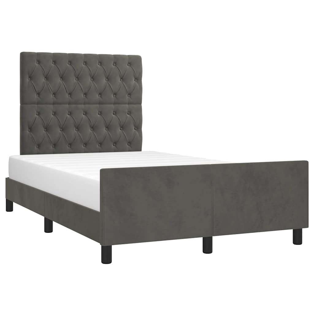 Bed Frame without Mattress Dark Grey 120 x 190 cm Velvet